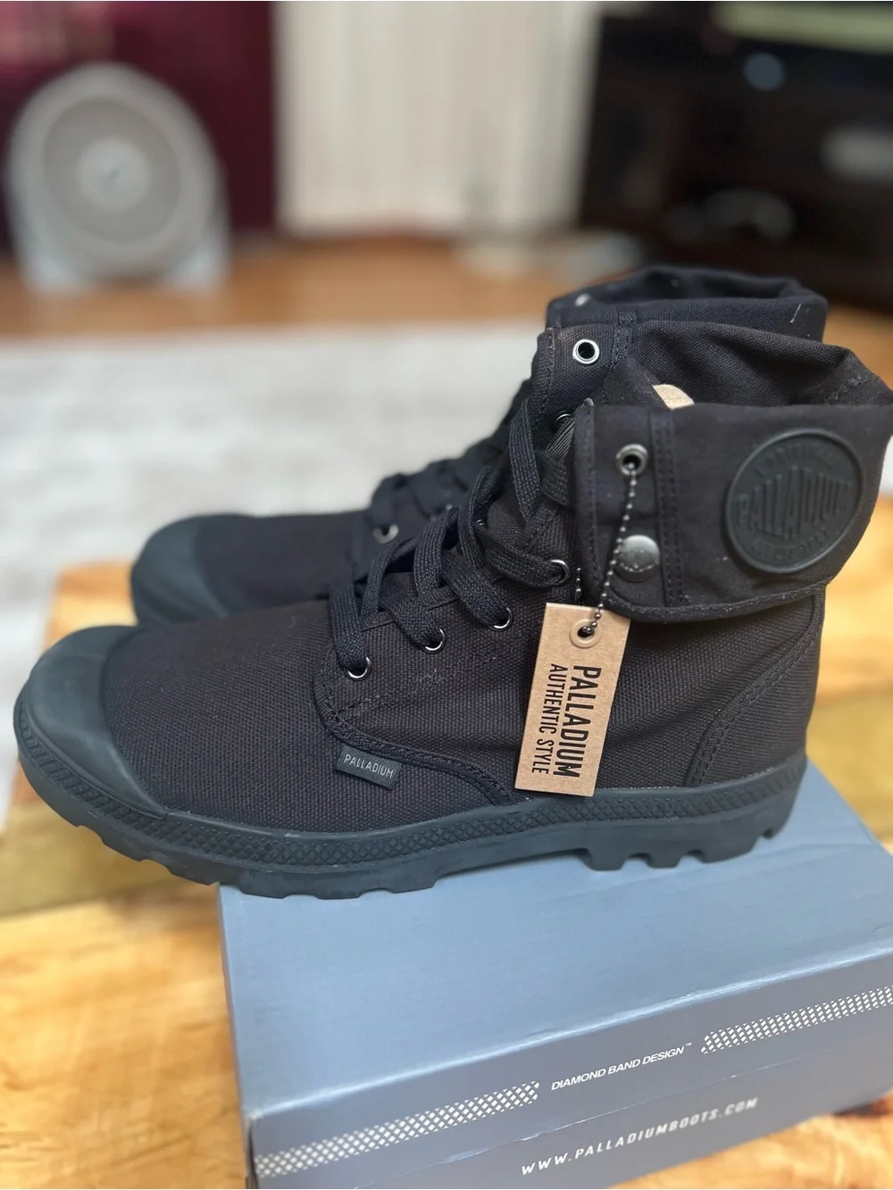 Palladium Black Canvas Fold-Down High-Top Boots